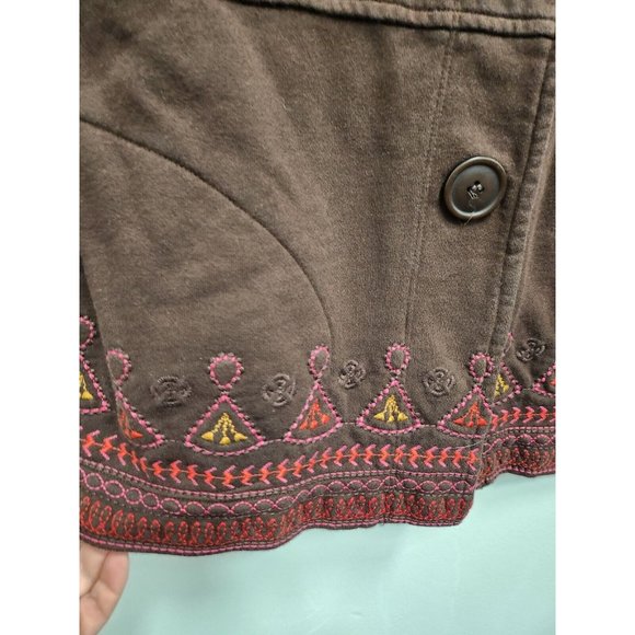 Johnny Was Womens BOHO Embroidered Jacket Size Medium Brown Cotton Button Front - Picture 6 of 9